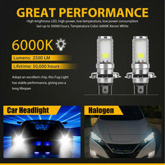 2PCS H4 9003 HB2 6000K LED Headlight High & Low Beam Bulbs Kit Super Bright White - KinglyDay