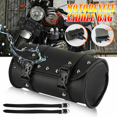 Motorcycle Front Fork Tool Bag Pouch Storage Luggage SaddleBag Leather Handlebar - KinglyDay