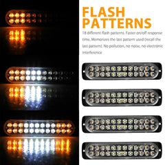 4PCS 24 LED Amber/White Truck Emergency Beacon Warning Hazard Flash Strobe Lights - KinglyDay