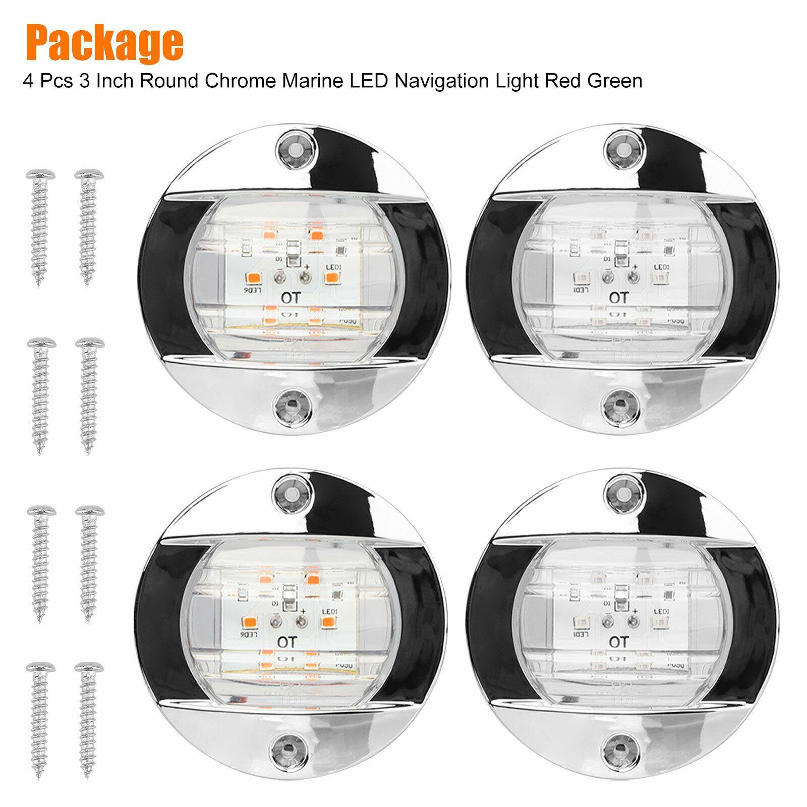 4PCS Red Green 6LED Round Marine Boat Courtesy Lights Cabin Deck Stern Navigatioin - KinglyDay