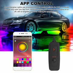 6PCS APP Control RGB 216 LED Strip Bluetooth Car Tube Underglow Body Neon Lights - KinglyDay