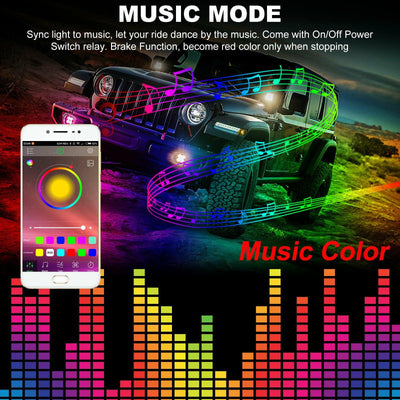 6PCS APP Control RGB 216 LED Strip Bluetooth Car Tube Underglow Body Neon Lights - KinglyDay