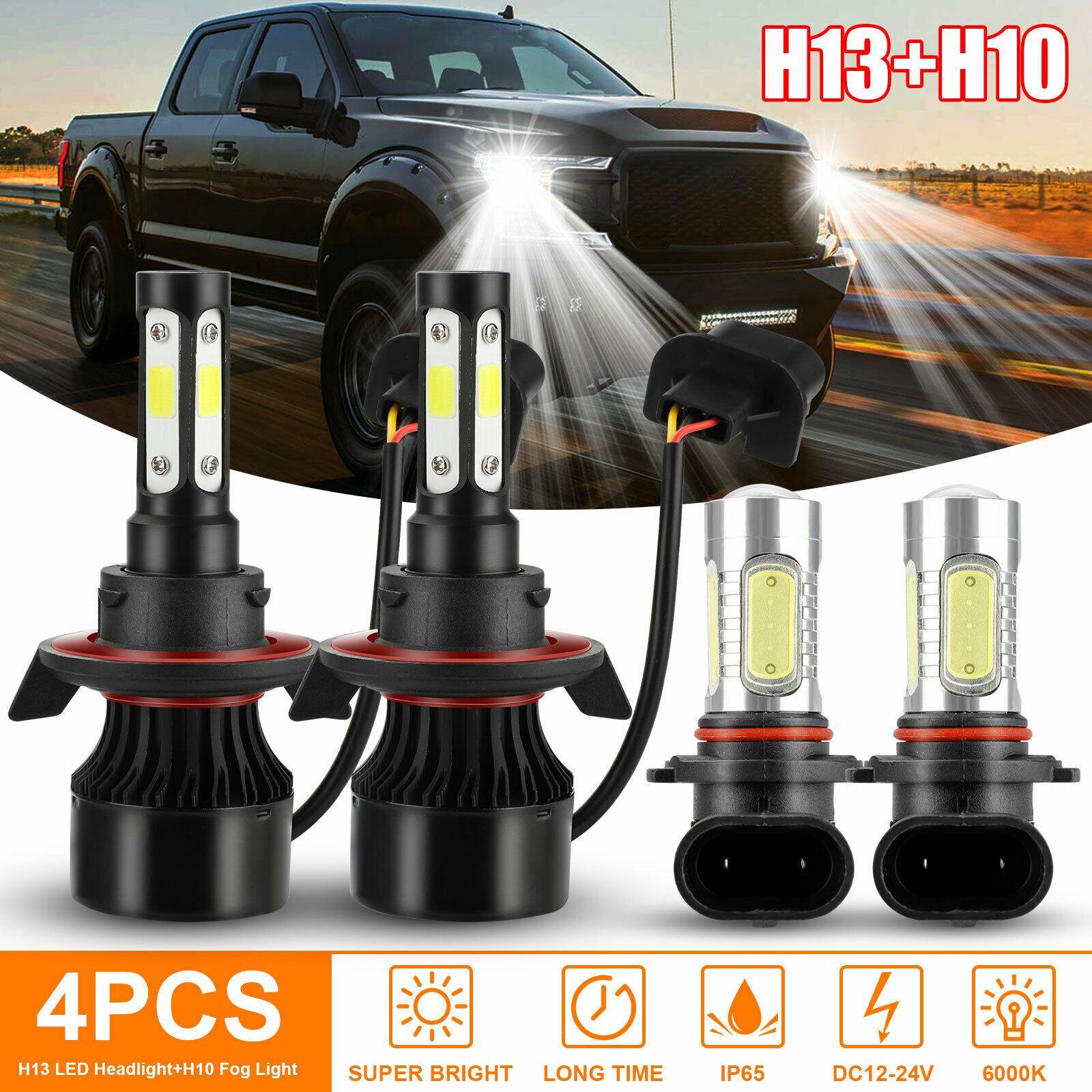 4x H13 LED Headlight Fog bulbs Hi/Lo Beam 6000K 2000W For Ford F-150 F-250 F-350 - KinglyDay