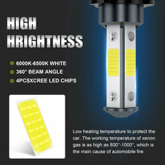 4X 9005 + H11 Combo CREE LED Headlight Kit High Low Beam Bulbs 6000K Super White - KinglyDay