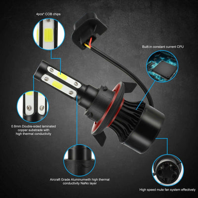 H10 H13 9145 9008 LED Headlight Fog bulbs Hi/Lo Beam 6000K 2000W For Ford F-150 F-250 F-350 - KinglyDay