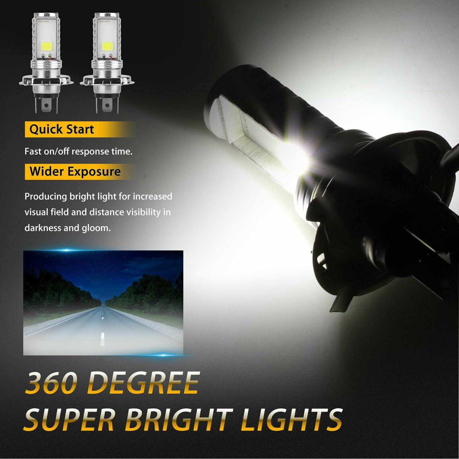 2PCS H4 9003 HB2 6000K LED Headlight High & Low Beam Bulbs Kit Super Bright White - KinglyDay