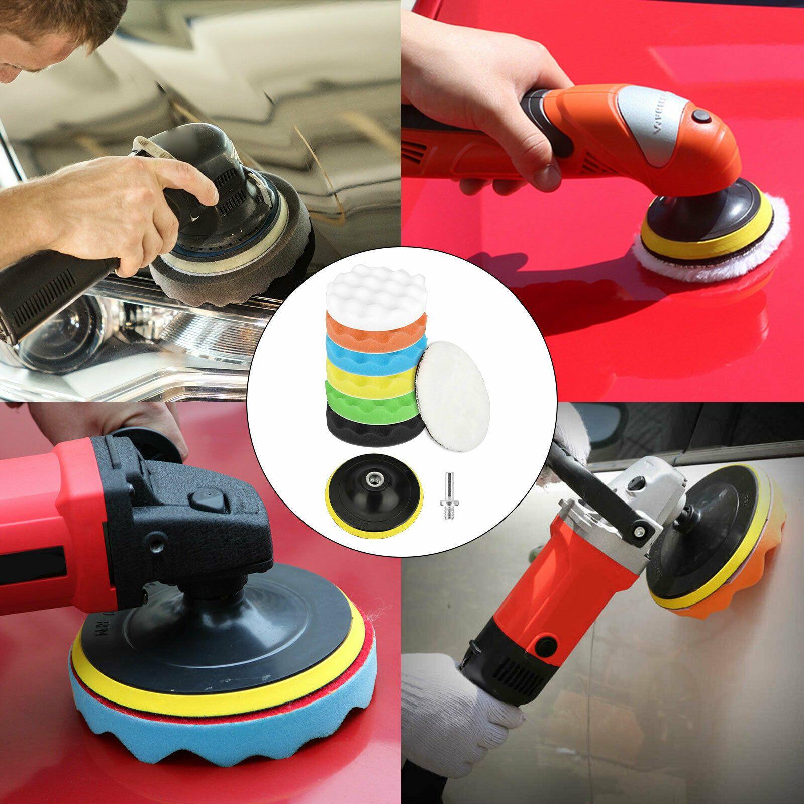 9PCS 5" Polishing Pads Sponge Buffer Buffing Foam Kit Set Car Polisher for Drill - KinglyDay