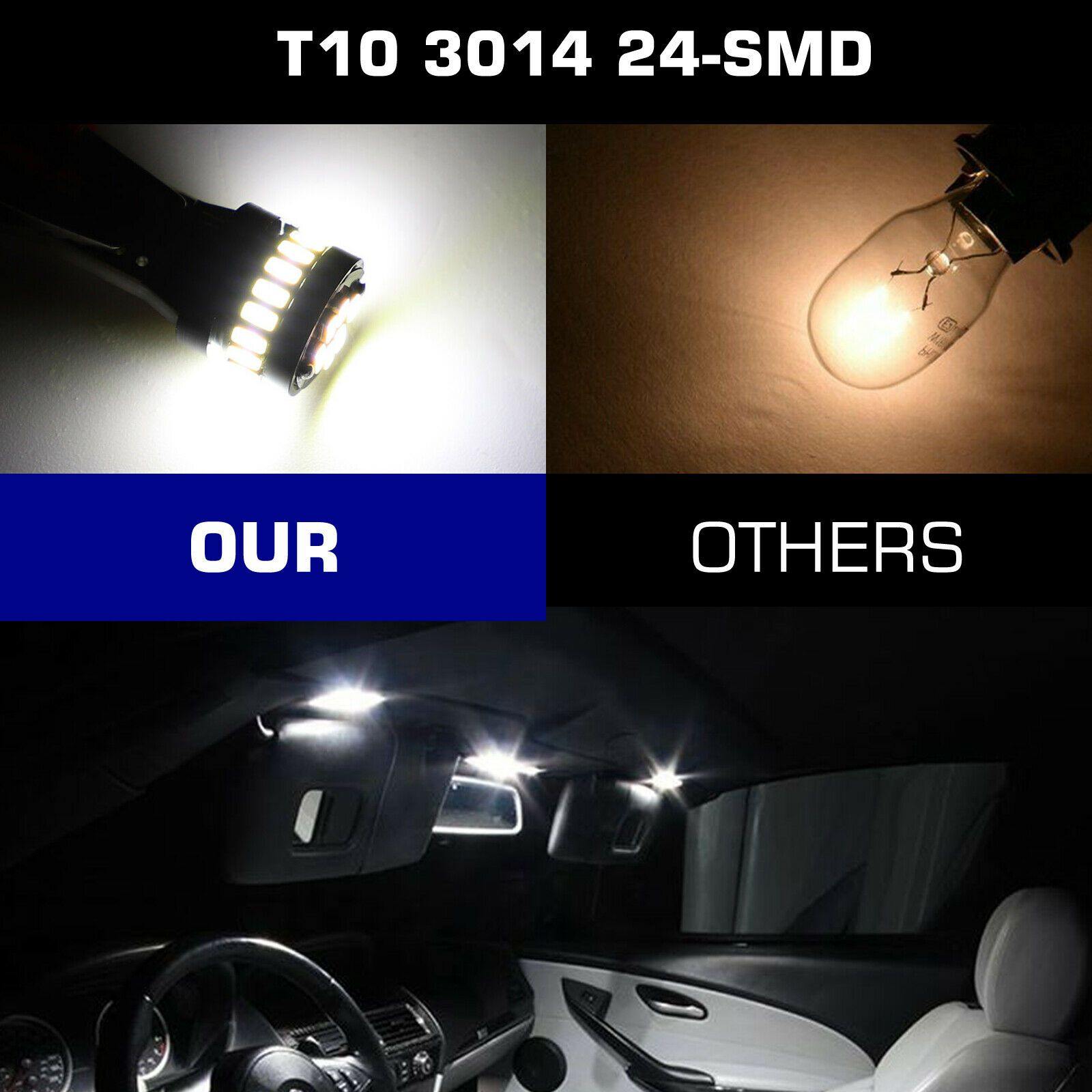 10x White LED T10 194 168 W5W Interior Map Car Trunk License Plate Light Bulbs - KinglyDay