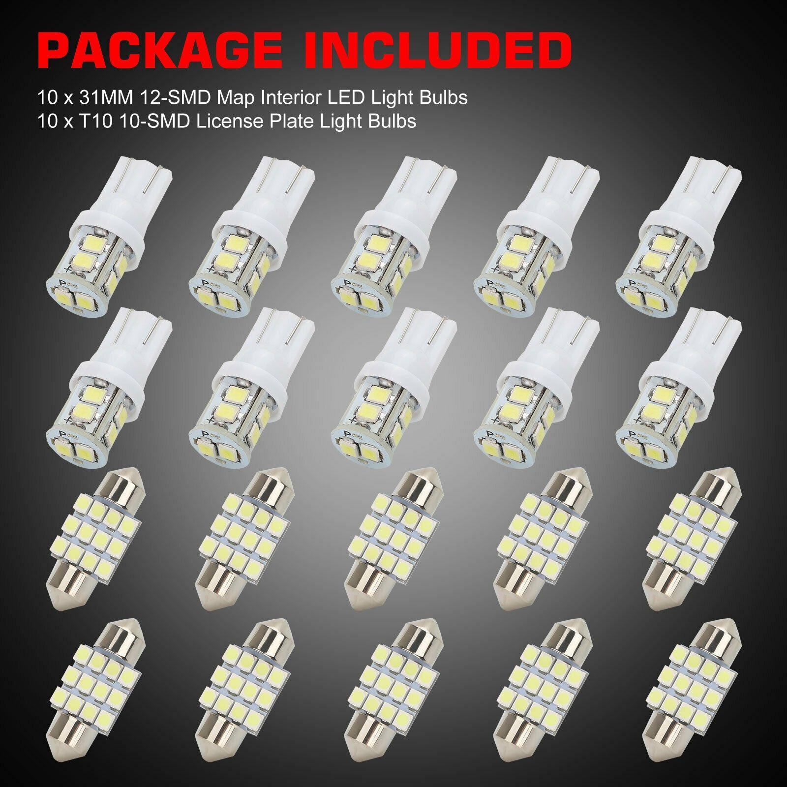 20X Combo LED Car Interior Inside Light Dome Map Door License Plate Lights - KinglyDay