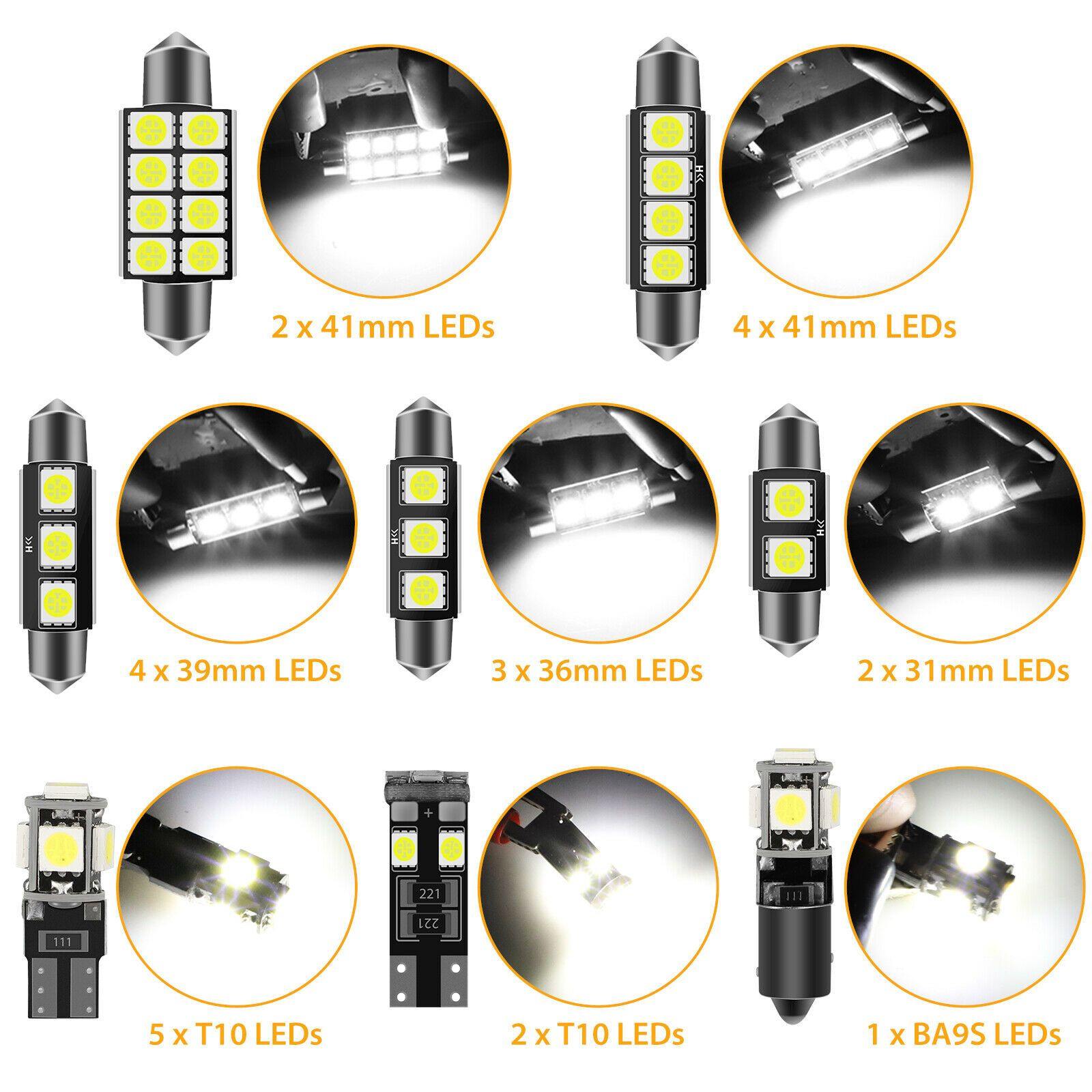 23PCS White LED Light Interior Package Kit for T10 & 31mm Map Dome + License Plate - KinglyDay