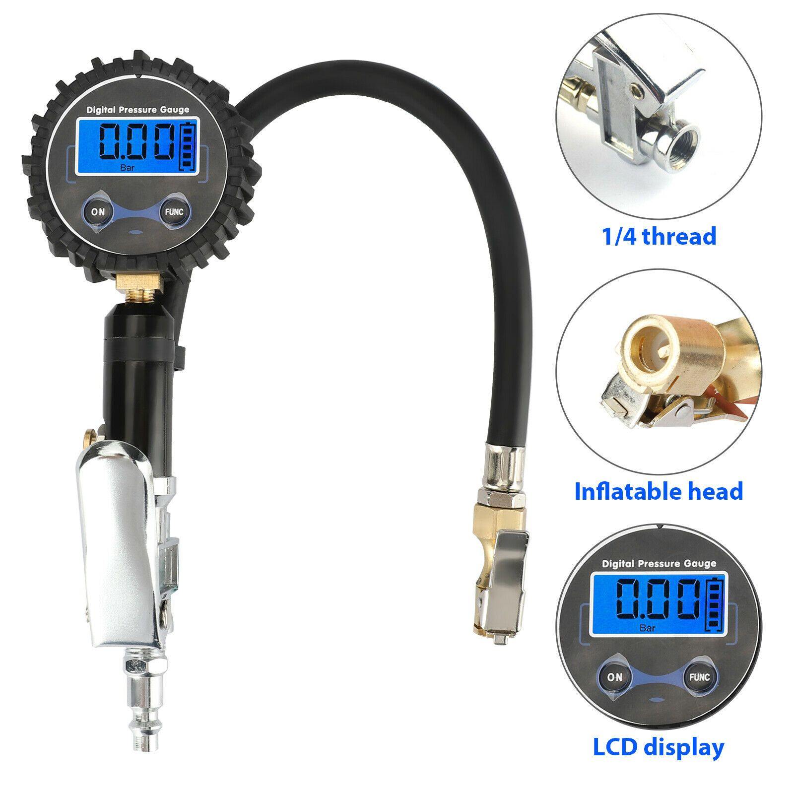 200 PSI LCD Digital Pressure Gauge Air Tire Inflator Air Chuck for Car Vehicles - KinglyDay