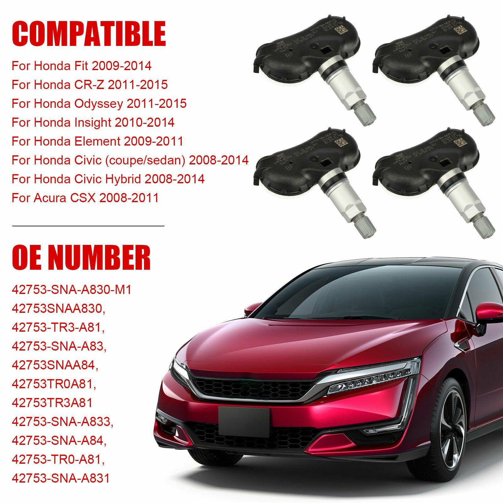 4PCS OEM 42753-SNA-A833 TPM Tire Pressure Sensors for Honda Fit 09-14 CR-Z 11-15 - KinglyDay