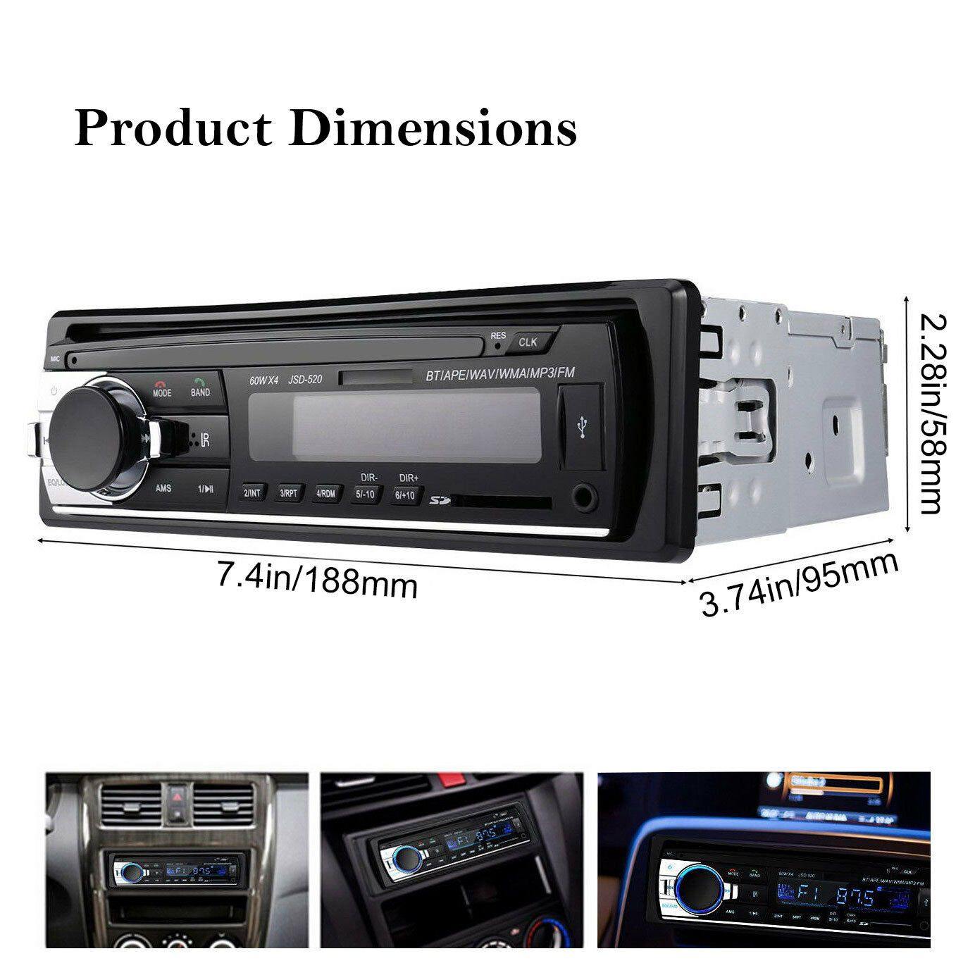 Bluetooth Car Stereo Audio In-Dash FM Aux Input Receiver SD USB MP3 Radio Player - KinglyDay