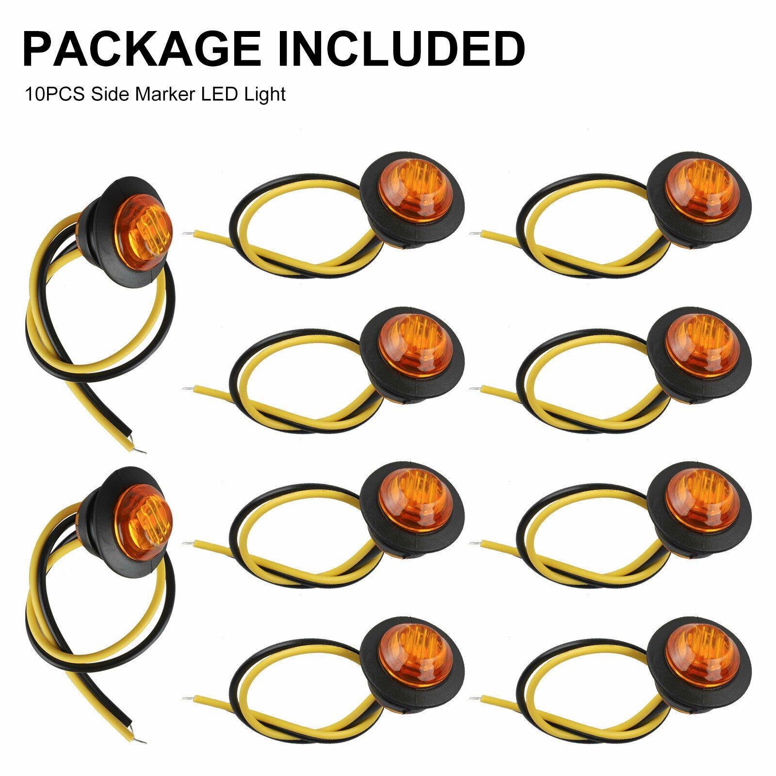 10X Round Amber 3/4'' Side Marker LED Bullet Clearance Light For Truck Trailer - KinglyDay