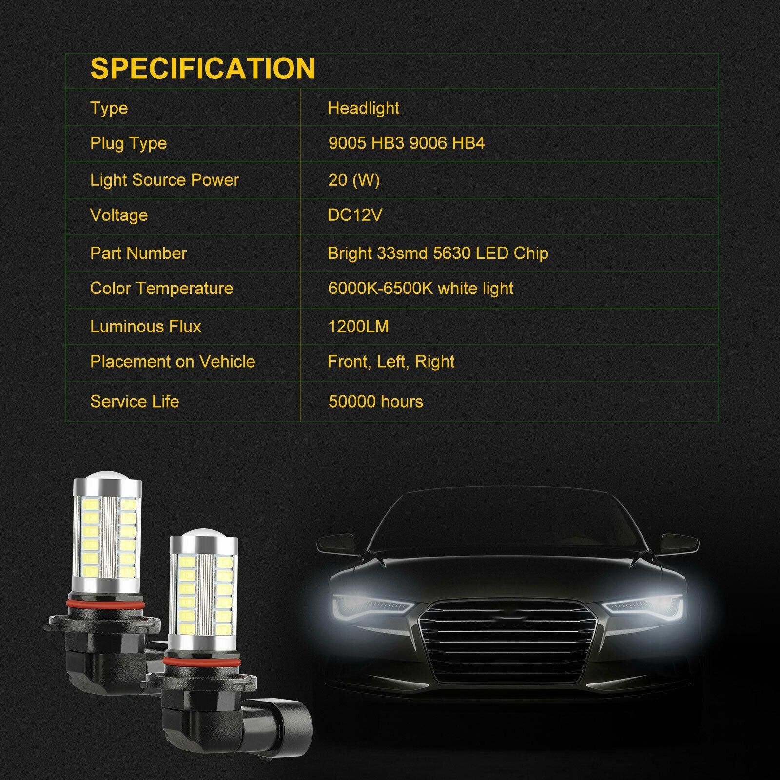 4PCS 9005 9006 LED Combo Headlight Bulbs High Low Beam Kit 6500K Xenon Super White - KinglyDay