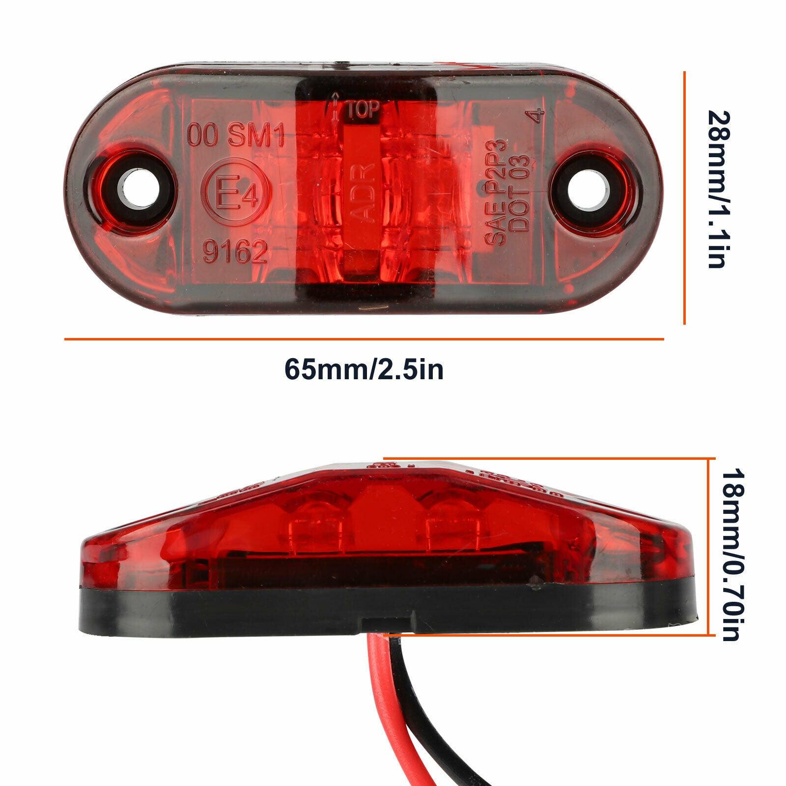 5x Red + 5x Amber 2.5" LED Side Marker Clearance Light For Trailer Truck Pickup - KinglyDay