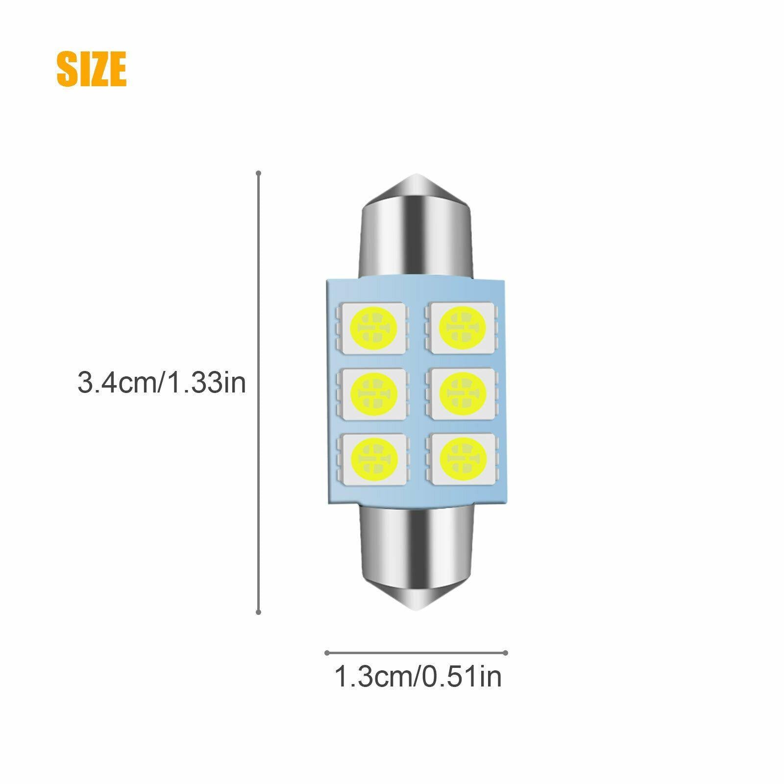 20PCS Super White 36MM Festoon Dome Map Interior LED Interior Light Bulbs DE3425 - KinglyDay