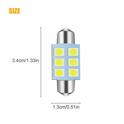 20PCS Super White 36MM Festoon Dome Map Interior LED Interior Light Bulbs DE3425 - KinglyDay