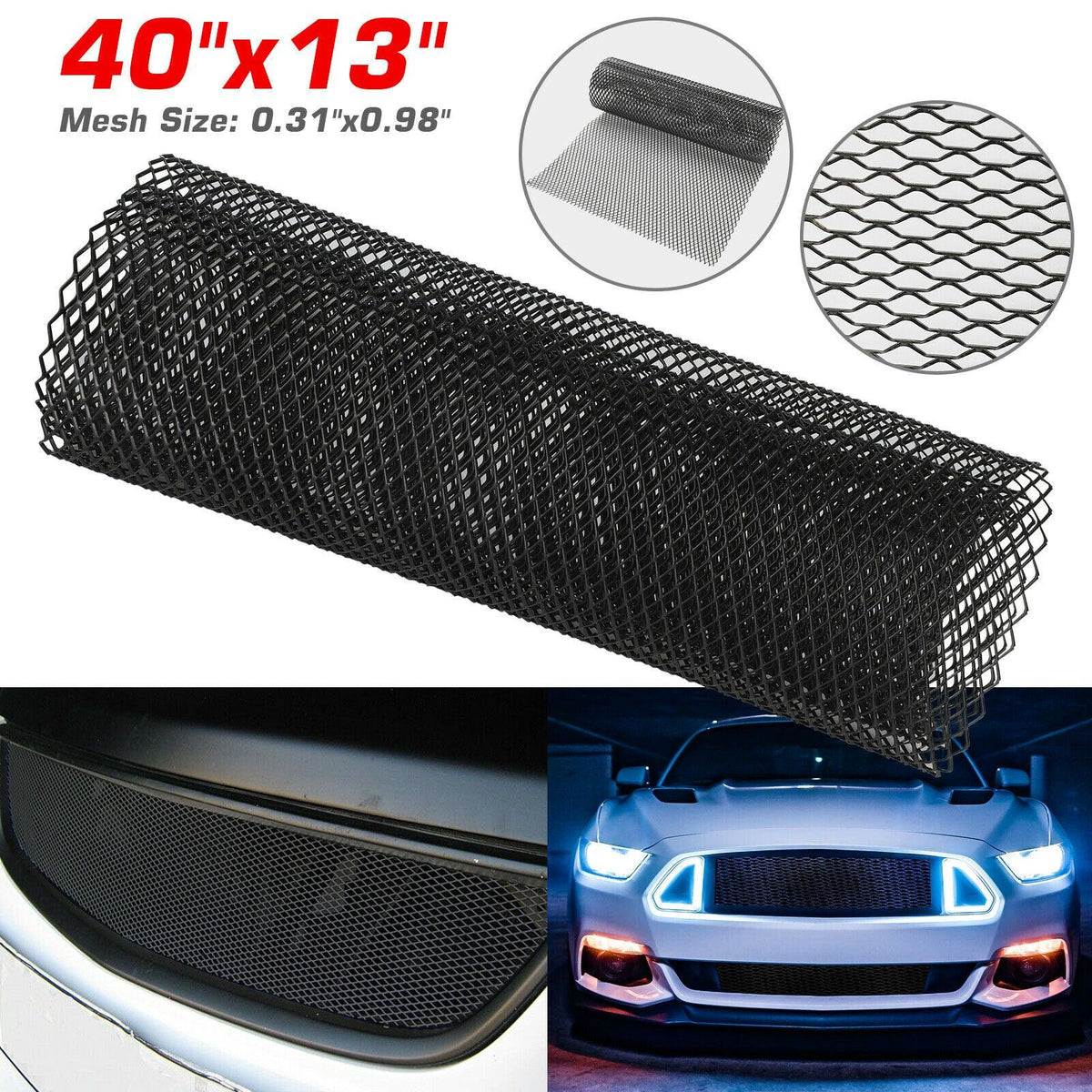 Aluminum Mesh Grill Cover Car Auto Front Bumper Fender Hood Vent Grill Net Black - KinglyDay