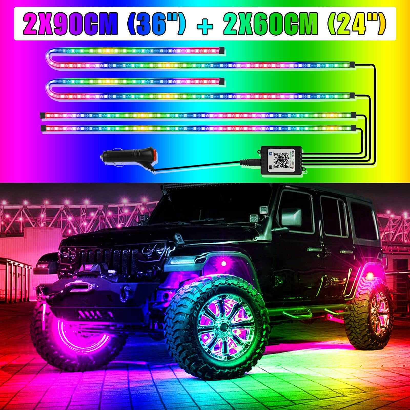 4PCS 36"/24" LED Car Interior Neno Atmosphere Strip Light Lamp APP Music Control - KinglyDay