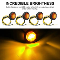 10X Round Amber 3/4'' Side Marker LED Bullet Clearance Light For Truck Trailer - KinglyDay