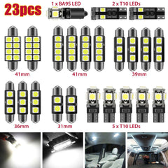 23PCS White LED Light Interior Package Kit for T10 & 31mm Map Dome + License Plate - KinglyDay