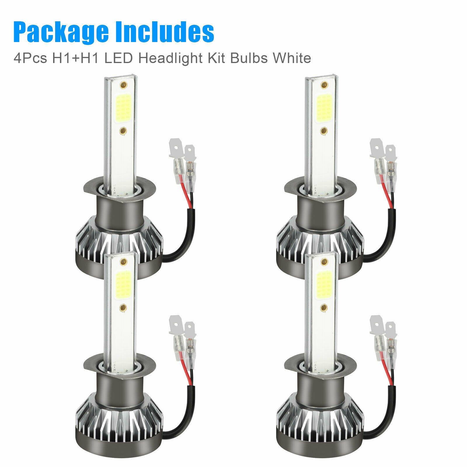 4PCS H1 LED Headlight High Low Beam Kit Fog Driving Bulbs 6000K Super Bright White - KinglyDay