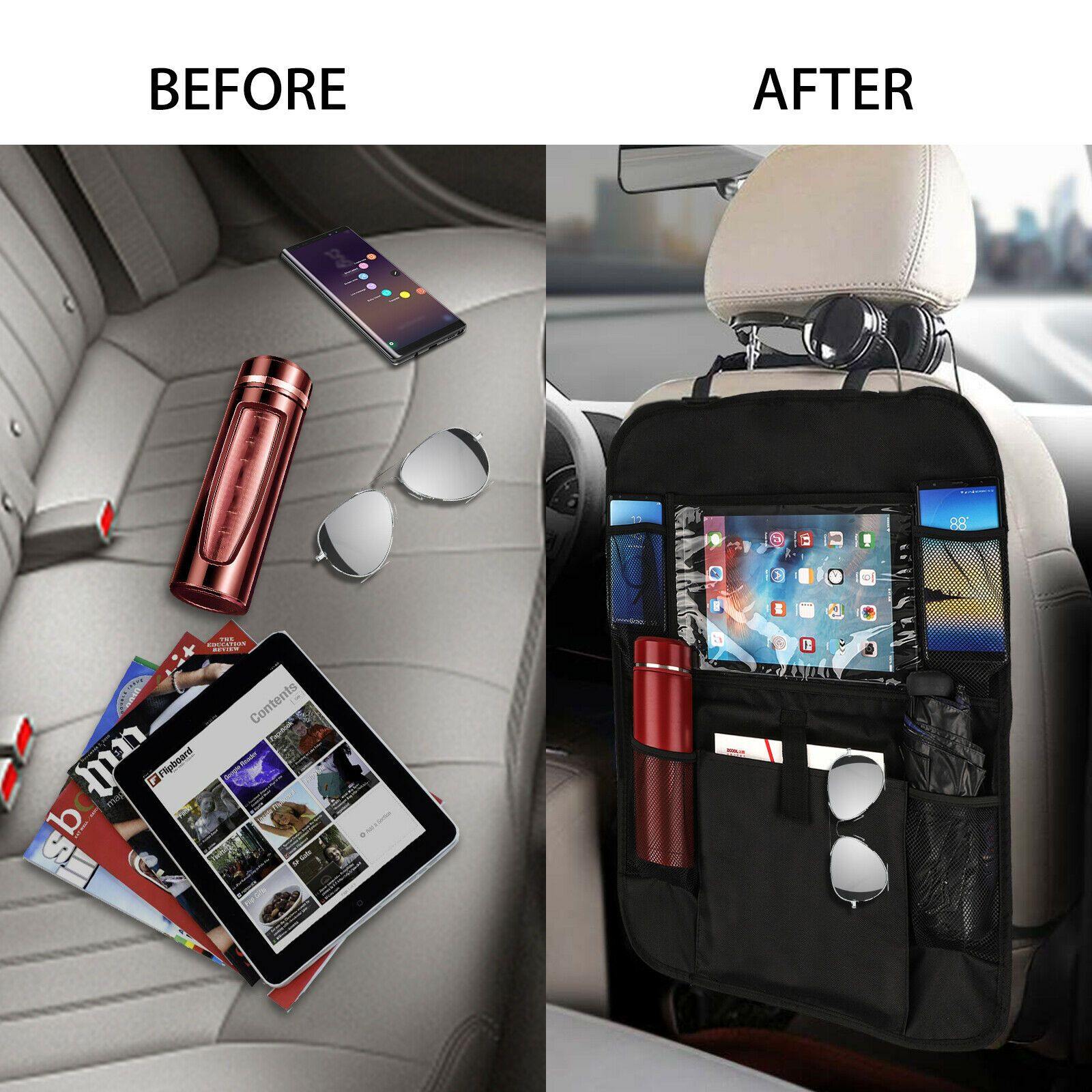 Car Back Seat Organizer With Phone Tablet Holder Touch Screen Pocket Storage - KinglyDay