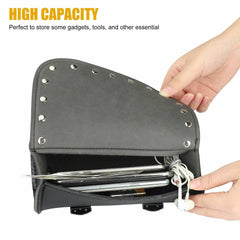 Motorcycle Front Fork Tool Bag Pouch Storage Luggage SaddleBag Leather Handlebar - KinglyDay