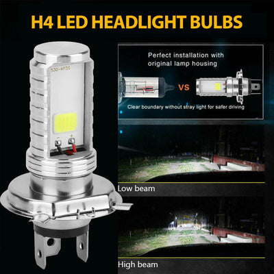 2PCS H4 9003 HB2 6000K LED Headlight High & Low Beam Bulbs Kit Super Bright White - KinglyDay
