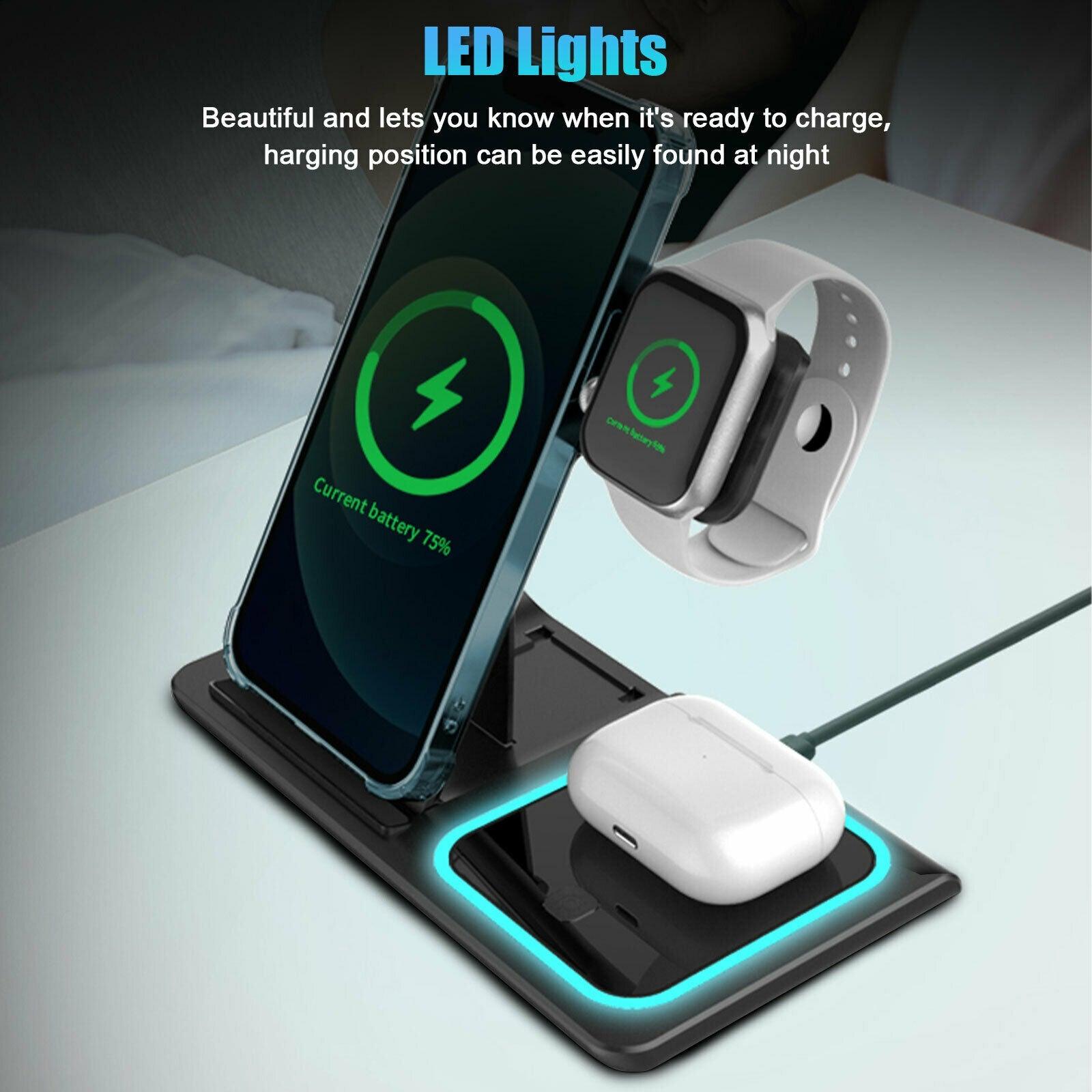 3-in-1 Wireless Car Charging Station for iPhone, iWatch, Samsung AirPods - Essential for RV Travel - KinglyDay