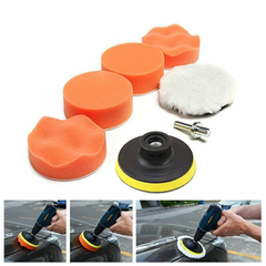 7PCS 3" Polishing Sponge Pad 1/4" Drill Adapter Kit for Car Auto Polisher Buffer - KinglyDay